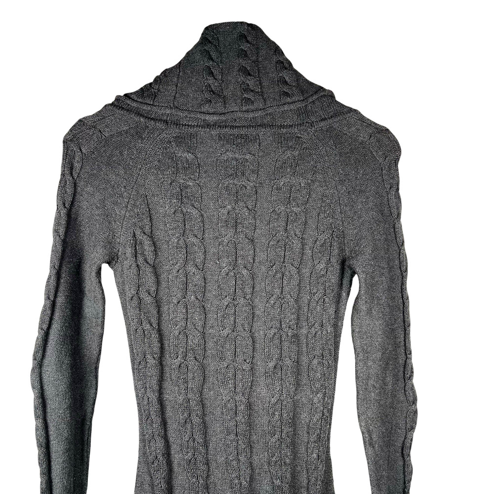 Athleta Womens Gray Cable Knit Cowl Neck Sweater Dress Long Sleeve Size Small - Picture 6 of 10